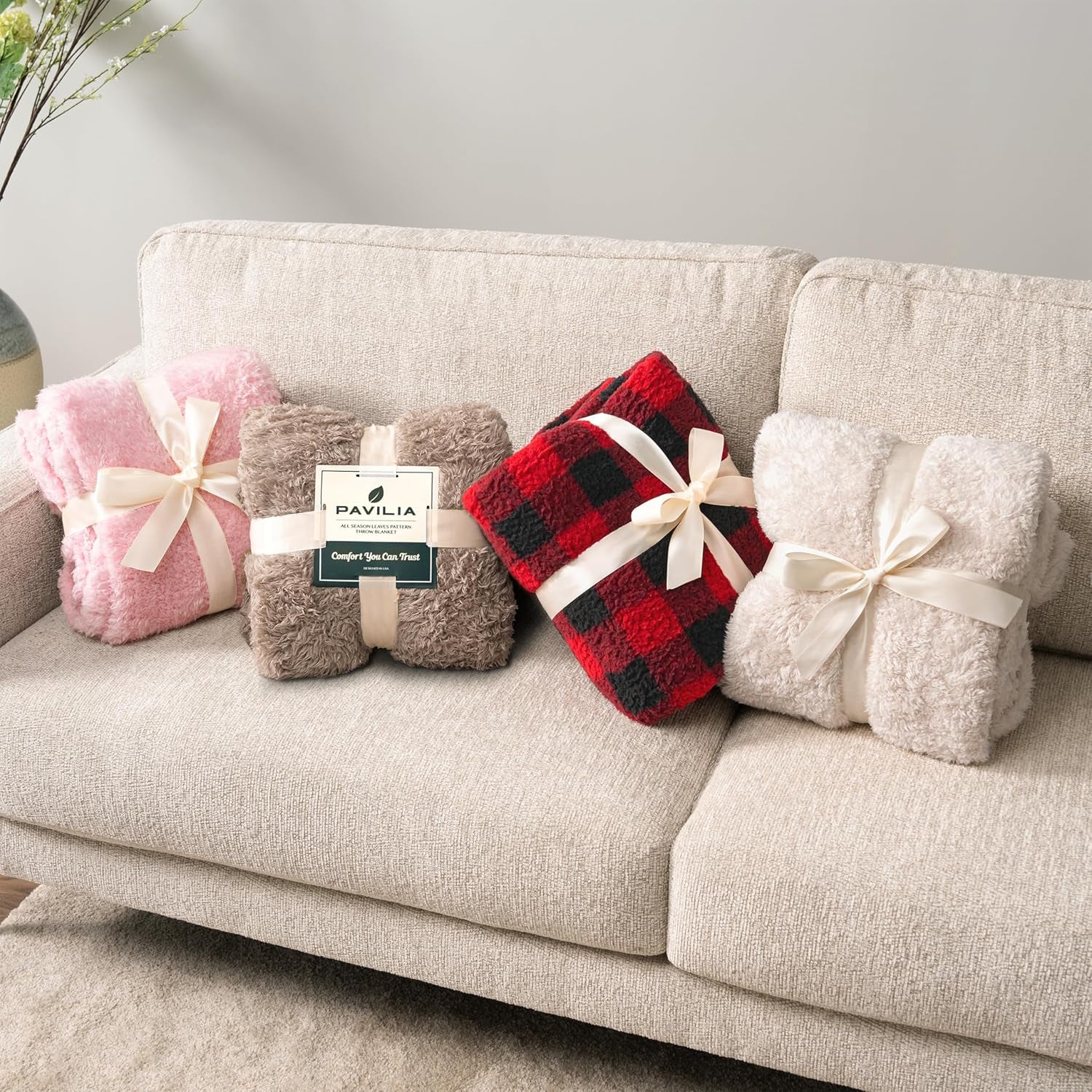 Sherpa Throw Blanket for Couch Sofa, Black Red Checkered Fluffy Warm Plush Blanket for Bed, Cozy Super Soft Lightweight Throw, Fuzzy Decorative Blanket, All Season Home, 50X60