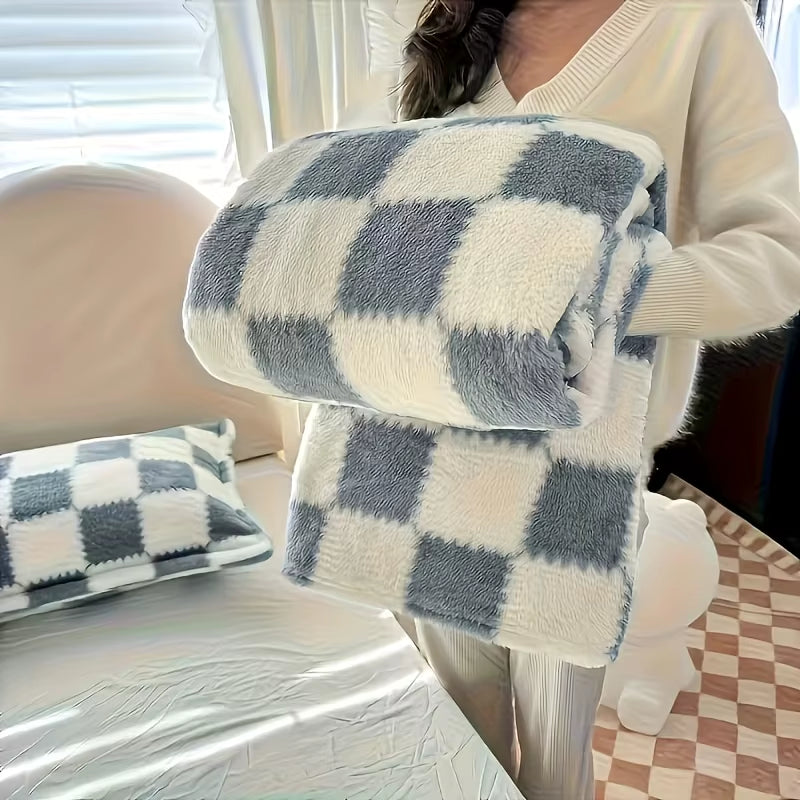 Cozy Plush Throw Blanket - Comfortable Imitation Rabbit Hair Reversible Blanket Thermal Fleece Blanket Nap Blanket