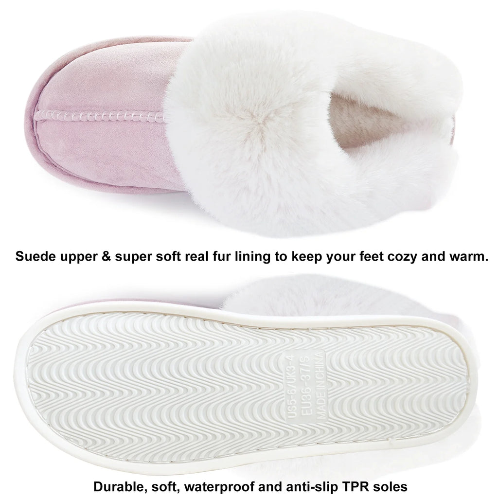 Women'S Slipper Memory Foam Fluffy Soft Warm Slip on House Slippers,Anti-Skid Cozy Plush for Indoor Outdoor