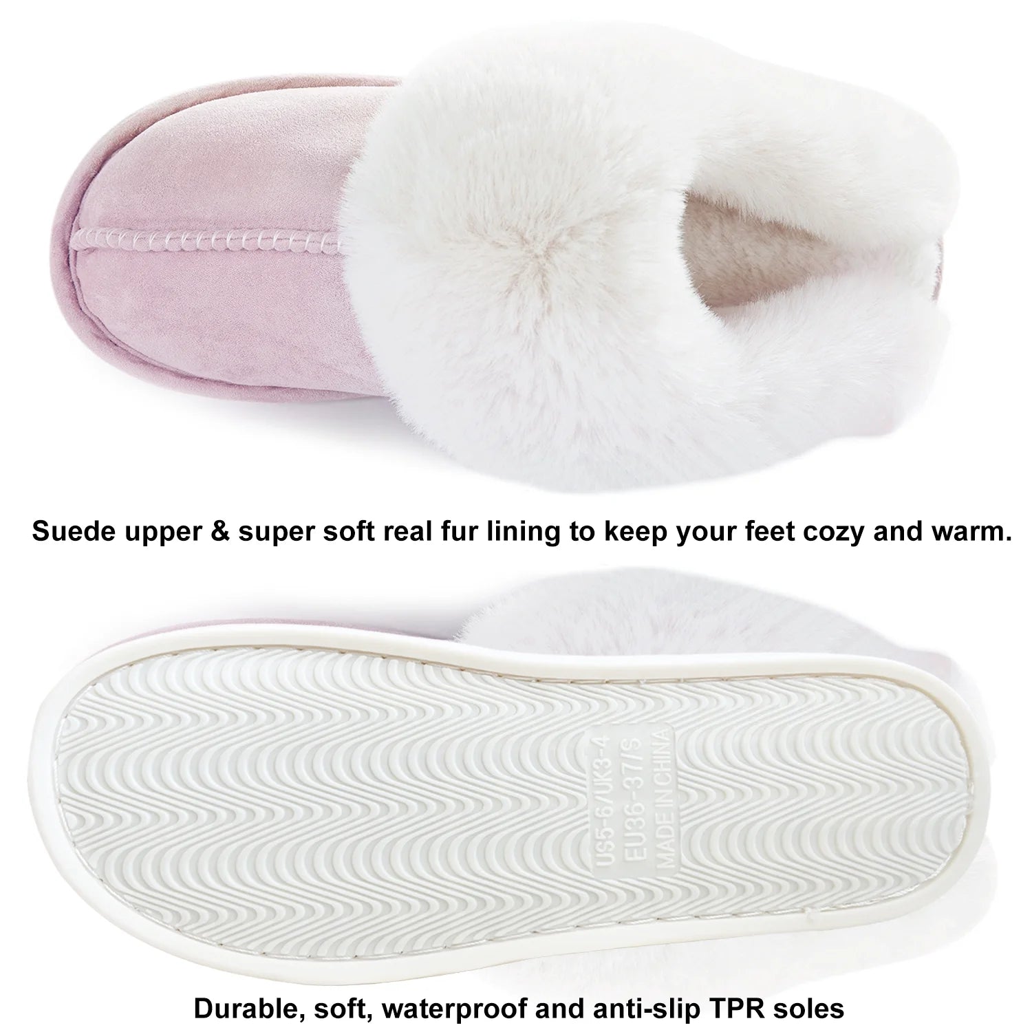 Women'S Slipper Memory Foam Fluffy Soft Warm Slip on House Slippers,Anti-Skid Cozy Plush for Indoor Outdoor
