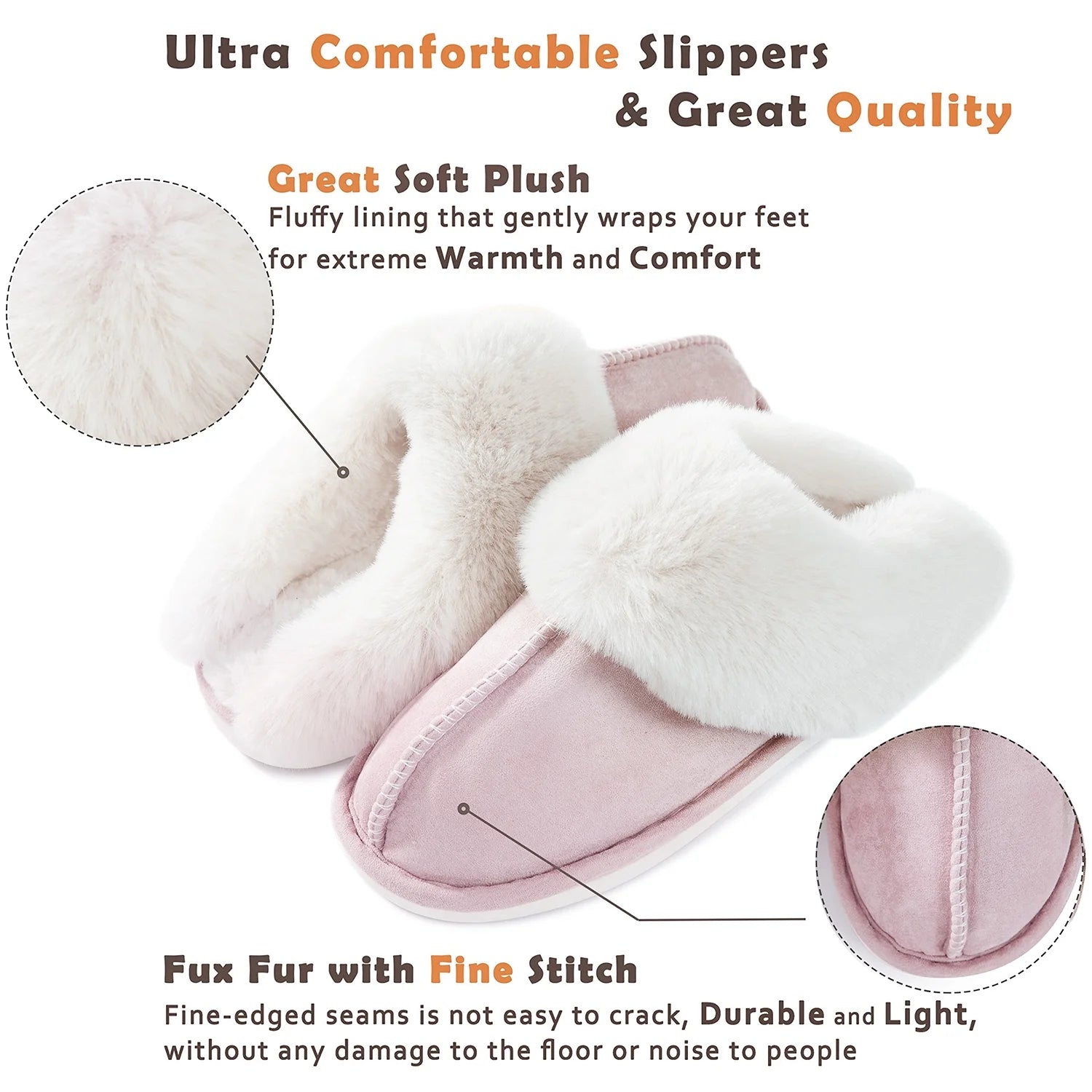 Women'S Slipper Memory Foam Fluffy Soft Warm Slip on House Slippers,Anti-Skid Cozy Plush for Indoor Outdoor