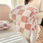 Cozy Plush Throw Blanket - Comfortable Imitation Rabbit Hair Reversible Blanket Thermal Fleece Blanket Nap Blanket