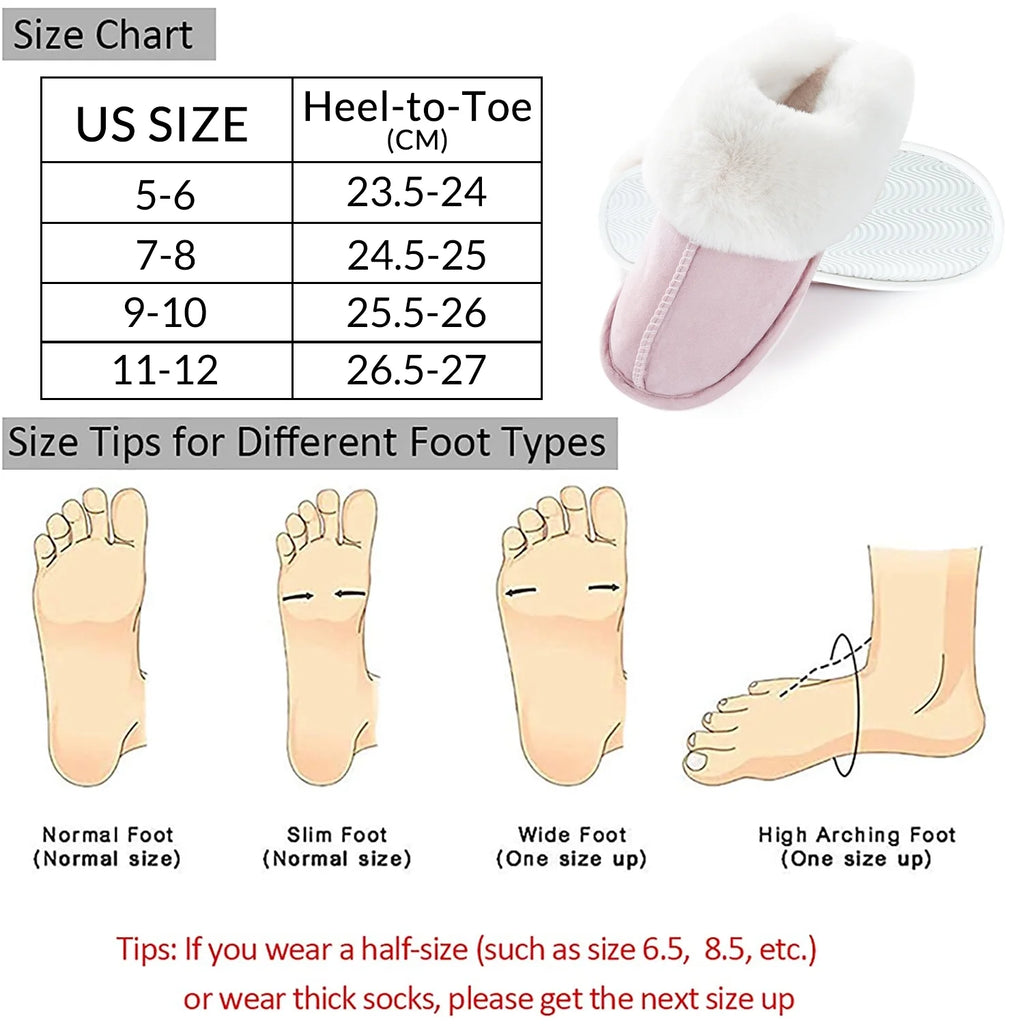 Women'S Slipper Memory Foam Fluffy Soft Warm Slip on House Slippers,Anti-Skid Cozy Plush for Indoor Outdoor