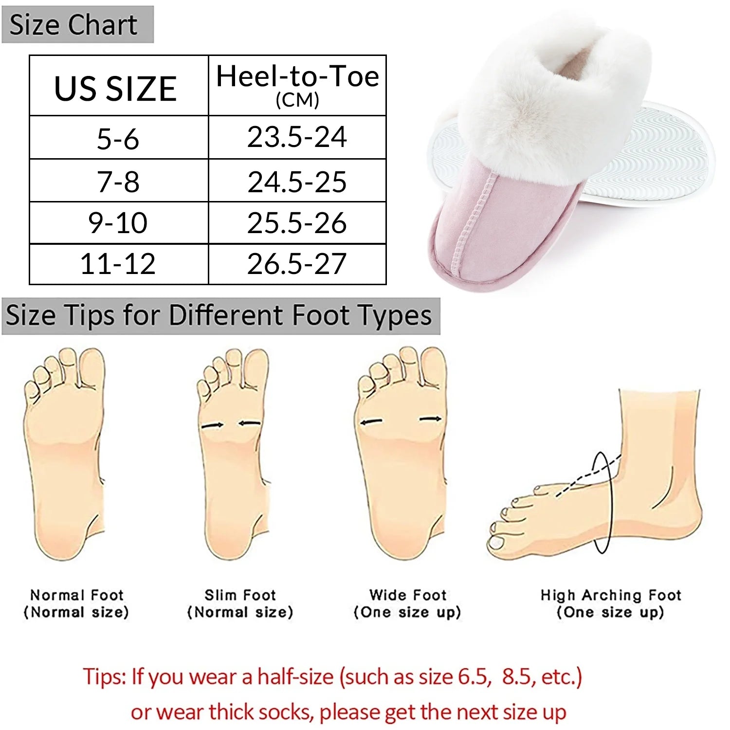 Women'S Slipper Memory Foam Fluffy Soft Warm Slip on House Slippers,Anti-Skid Cozy Plush for Indoor Outdoor